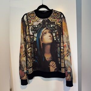 Topman Renaissance Virgin Mary Stained Glass Graphic Sweatshirt US S/M